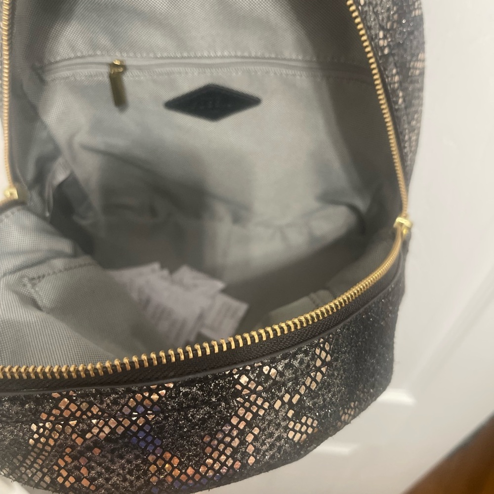 Fossil Black and Gold Patterned Backpack - Picture 10 of 13
